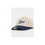 Karl Kani Cursive Varsity Pinstripe Καπέλο Strapback Μπεζ, Μπλε Σκούρο