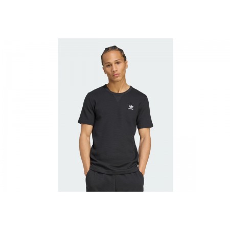 Adidas Originals Trefoil Essentials Waffle Ανδρικό Κοντομάνικο T-Shirt Μαύρο