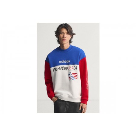 Adidas Originals Graphic Fifa 94 Ανδρική Μακρυμάνικη Μπλούζα με Λαιμόκοψη Λευκή, Ρουά, Κόκκινη