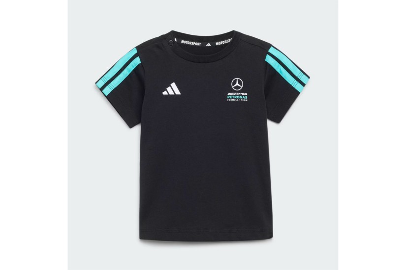 Adidas Mercedes DNA Βρεφικό - Παιδικό Σετ Κοντομάνικη Μπλούζα - Σορτς Μαύρο, Τυρκουάζ, Λευκό