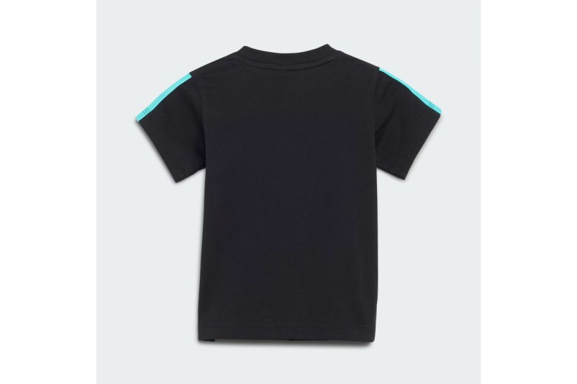 Adidas Mercedes DNA Βρεφικό - Παιδικό Σετ Κοντομάνικη Μπλούζα - Σορτς Μαύρο, Τυρκουάζ, Λευκό