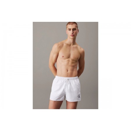 Calvin Klein Monogram Κοντού Μήκους Μαγιό Σορτς Λευκό