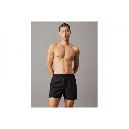 Calvin Klein Logo Embroidery Μεσαίου Μήκους Μαγιό Σορτς Μαύρο