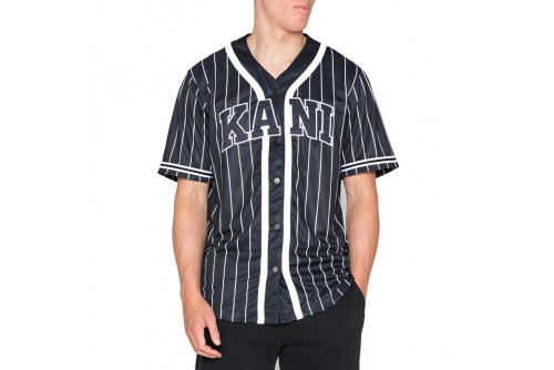 Karl Kani Kk Serif Pinstripe Baseball Πουκάμισο Κοντομάνικο Ανδρικό (KM221-115-1)