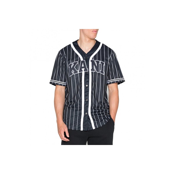 Karl Kani Kk Serif Pinstripe Baseball Πουκάμισο Κοντομάνικο Ανδρικό (KM221-115-1)