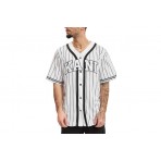 Karl Kani Serif Pinstripe Baseball Shirt Πουκάμισο Κοντομάνικο Ανδρικό (KM221-115-2 WHITE-BLACK)
