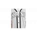 Karl Kani Serif Pinstripe Baseball Shirt Πουκάμισο Κοντομάνικο Ανδρικό (KM221-115-2 WHITE-BLACK)