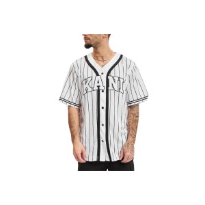 Karl Kani Serif Pinstripe Baseball Shirt Πουκάμισο Κοντομάνικο Ανδρικό (KM221-115-2 WHITE-BLACK)