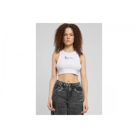 Karl Kani Γυναικεία Αμάνικη Crop Top Μπλούζα Λευκή