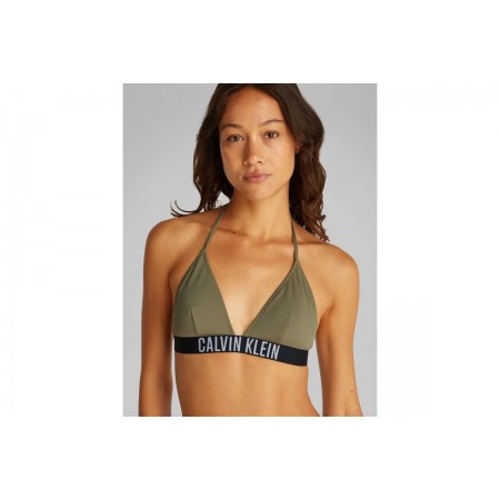 Calvin Klein Triangle Γυναικείο Μαγιό Bikini Top Χακί
