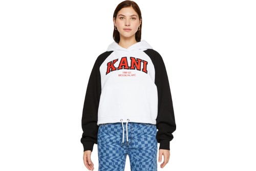 Karl Kani Serif Crop Raglan Hoodie Γυναικείο (KW224-005-1 WHITE)
