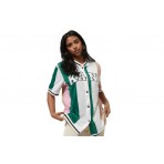 Karl Kani Serif Stripped Baseball Shirt Πουκάμισο Κοντομάνικο Γυναικεί (KW231-034-1 PINK-GREEN-WHITE)