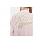 Karl Kani Retro Patch Star Γυναικείο Bomber Μπουφάν Ροζ, Μπεζ