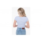 Calvin Klein Cotton Stretch Rib Baby Γυναικείο Κοντομάνικο T-Shirt Σιέλ