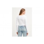 Calvin Klein Ribbed Slim Γυναικεία Βαμβακερή Ζακέτα Λευκή