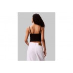 Calvin Klein Cotton Rib Γυναικείο Αμάνικο Crop Top Μαύρο