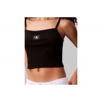 Calvin Klein Cotton Rib Γυναικείο Αμάνικο Crop Top Μαύρο