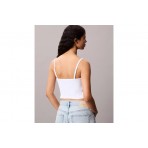 Calvin Klein Cotton Rib Γυναικείο Αμάνικο Crop Top Λευκό