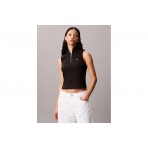Calvin Klein Quarter Zip Γυναικεία Αμάνικη Μπλούζα Μαύρη