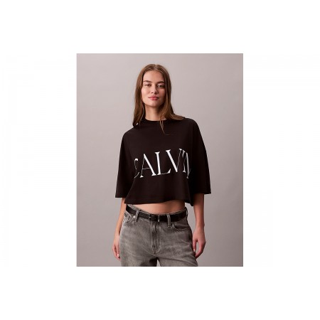Calvin Klein Graphic Logo Γυναικείο Κοντομάνικο Crop Top Μαύρο