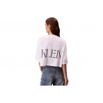 Calvin Klein Graphic Logo Γυναικείο Κοντομάνικο Crop Top Λευκό