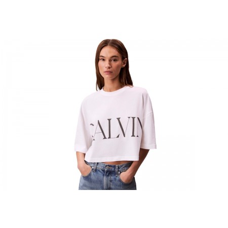 Calvin Klein Graphic Logo Γυναικείο Κοντομάνικο Crop Top Λευκό
