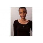 Calvin Klein Ribbed Cotton Γυναικεία Μακρυμάνικη Μπλούζα Μαύρη