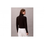 Calvin Klein Soft Chenille Roll Neck Γυναικείο Πουλόβερ Μαύρο, Μπεζ
