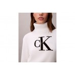 Calvin Klein Soft Chenille Roll Neck Γυναικείο Πουλόβερ Λευκό, Μαύρο