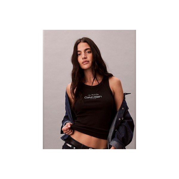 Calvin Klein Ribbed Cotton Μπλούζα Αμάνικη Γυναικεία (LV047F816G UB1)