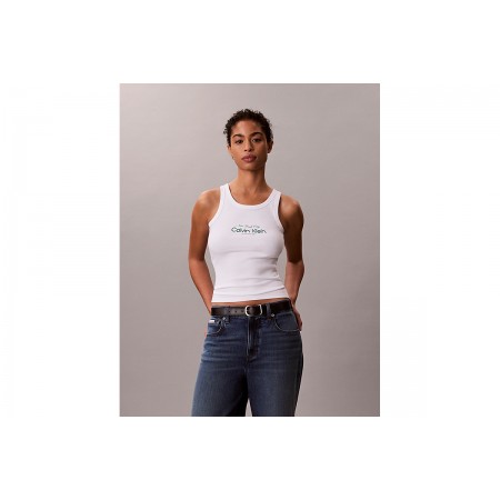 Calvin Klein Slim Ribbed Cotton Μπλούζα Αμάνικη Γυναικεία 