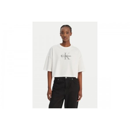 Calvin Klein Boxy Crop Monologo T-Shirt Γυναικείο 
