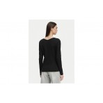 Calvin Klein Woven Label Baby Rib Γυναικεία Βαμβακερή Ζακέτα Μαύρη