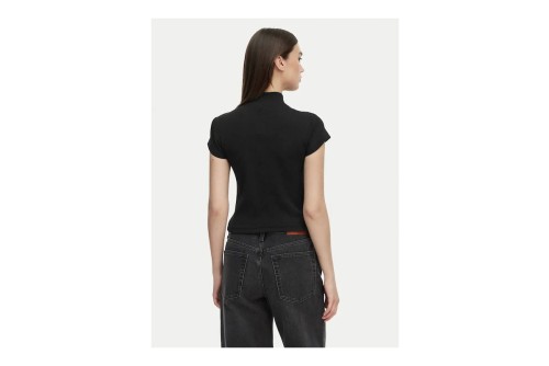 Calvin Klein Monologo Patch Rib Zip Top Κοντομάνικο Γυναικείο (LV047G240G UB1)