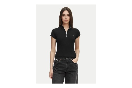 Calvin Klein Monologo Patch Rib Zip Top Κοντομάνικο Γυναικείο (LV047G240G UB1)