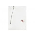 Calvin Klein Monologo Patch Rib Zip Γυναικείο Κοντομάνικο Top Λευκό