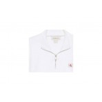Calvin Klein Monologo Patch Rib Zip Γυναικείο Κοντομάνικο Top Λευκό