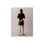 Calvin Klein Milano Jersey Draped Γυναικείο T-Shirt-Φόρεμα Mini Μαύρο