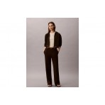 Calvin Klein Cropped Logo Γυναικεία Βαμβακερή Ζακέτα με Κουκούλα Καφέ