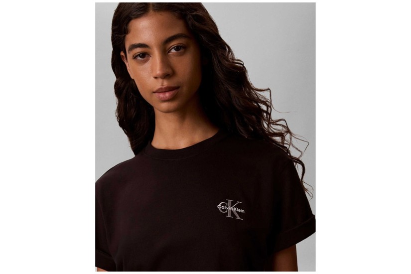 Calvin Klein Monologo Boxy Γυναικείο Κοντομάνικο T-Shirt Μαύρο