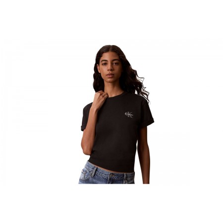 Calvin Klein Monologo Boxy Γυναικείο Κοντομάνικο T-Shirt Μαύρο