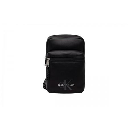 Calvin Klein Bold Logo Webbing Ανδρικό Τσαντάκι Χιαστί - Ώμου Μαύρο