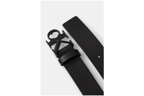 Calvin Klein Leather Monogram Logo Ζώνη Casual (LV04D7091G V8N)