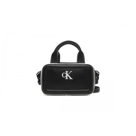 Calvin Klein Contrast Ck Mini Bouletto Τσαντάκι Χιαστί Ώμου - Χειρός Μαύρο, Λευκό