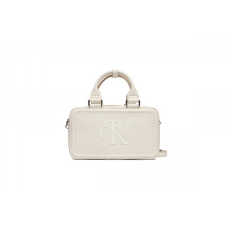 Calvin Klein Bold CK Elongated Γυναικεία Mini Τσάντα Tote Εκρού