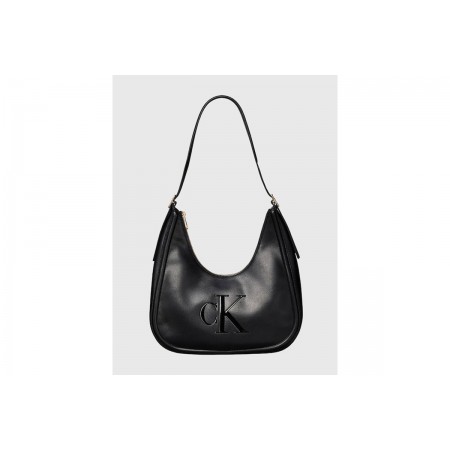 Calvin Klein Soft Touch Crescent Logo Hobo Γυναικεία Τσάντα Ώμου - Χειρός Μαύρη