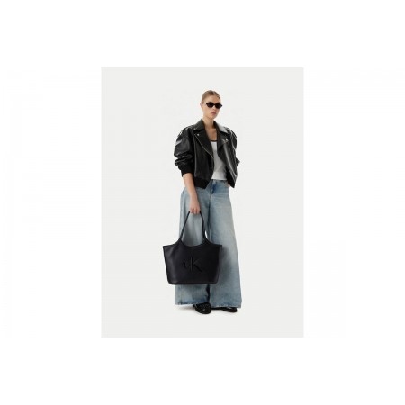 Calvin Klein Signature Monogram Laptop Γυναικεία Τσάντα Tote Μαύρη