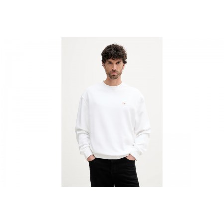 Calvin Klein Cotton Terry Badge Μπλούζα Με Λαιμόκοψη Ανδρική 