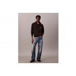 Calvin Klein Cotton Terry Badge Ανδρικό Φούτερ με Κουκούλα Μαύρο