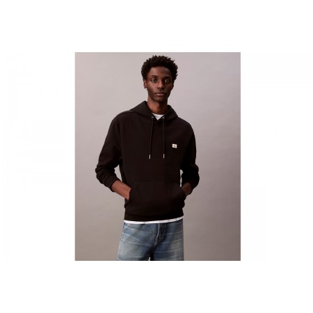 Calvin Klein Cotton Terry Badge Ανδρικό Φούτερ με Κουκούλα Μαύρο
